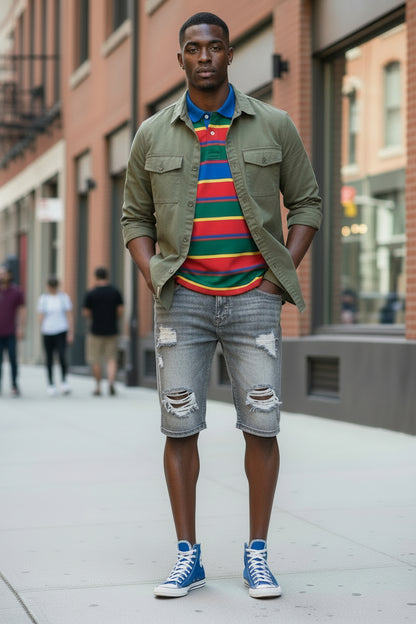 Men's Ripped Distressed Denim Shorts