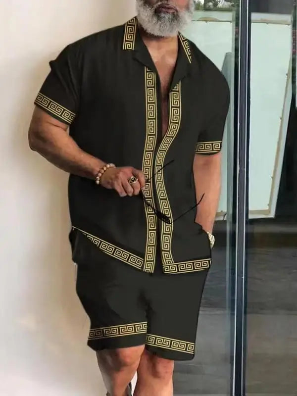 Men's Casual Two-Piece Shirt & Shorts Set