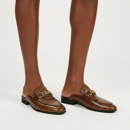 Men's Leather Backless Slip-On Shoes