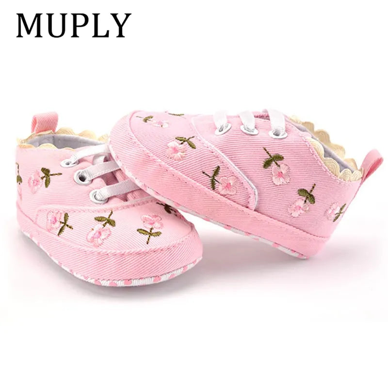Baby Girls Floral Crib Shoes