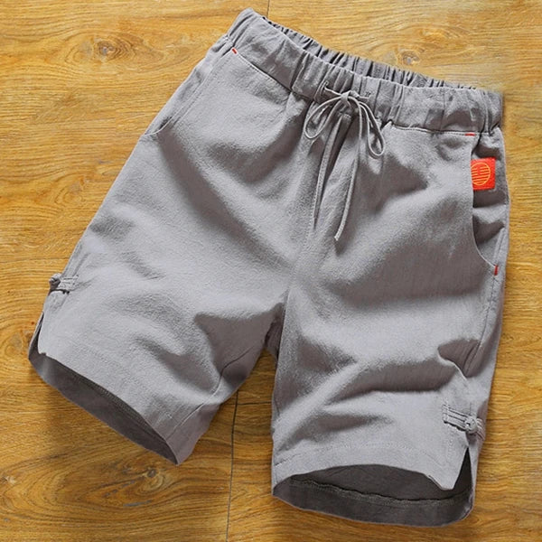 Men's Cotton Linen Drawstring Board Shorts