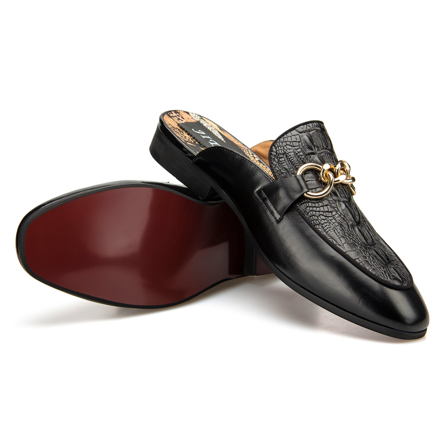 Men's Leather Backless Slip-On Shoes