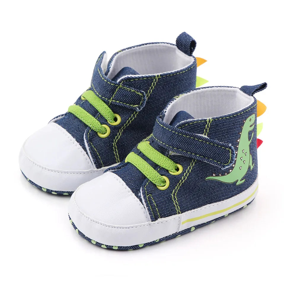 Boys' Anti-Slip Cartoon Canvas First Walker Shoes