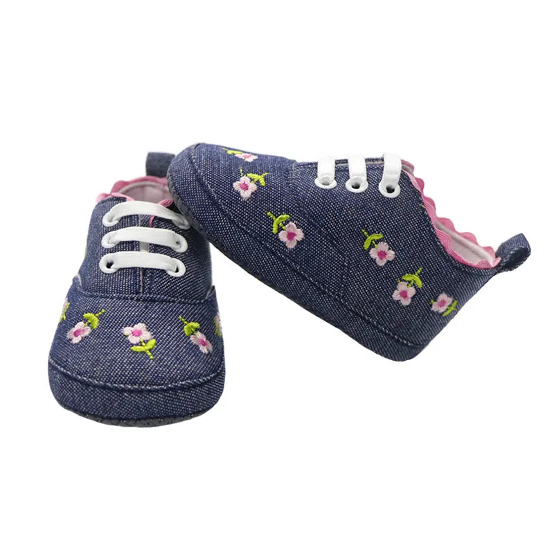 Baby Girls Floral Crib Shoes