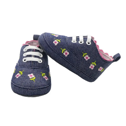 Baby Girls Floral Crib Shoes
