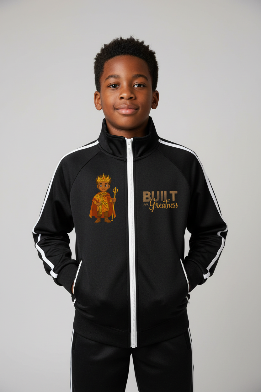 "Built for Greatness" Zip-Up Track Jacket for Boys