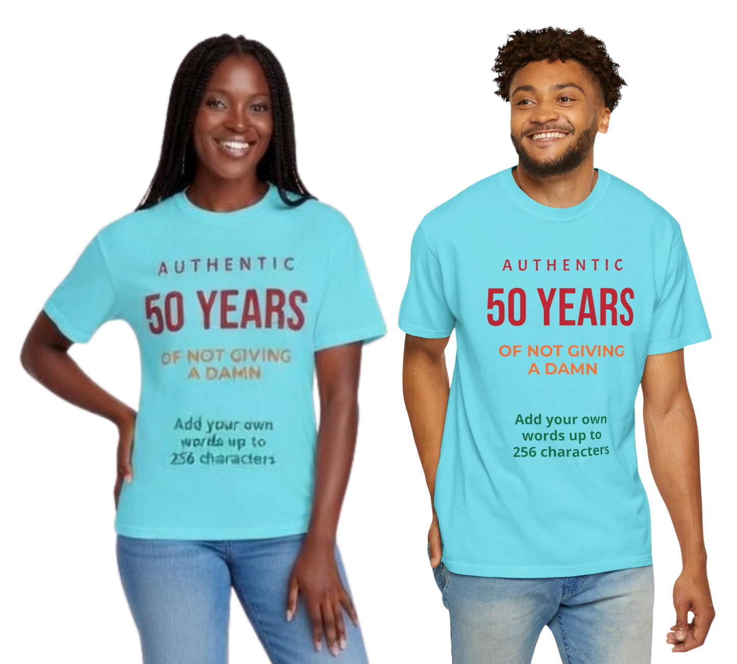 "Authentic 50 Years"  — "Print it your way" Personalized Graphic Tee
