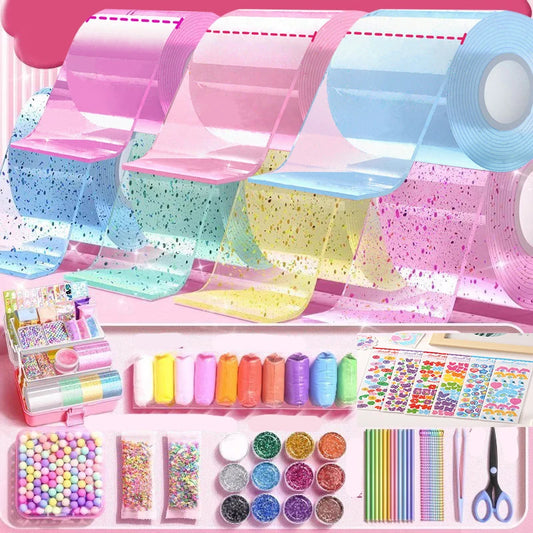 DIY Blow Bubble Nano Tape Full Set of PET Nano Glue Knead Music