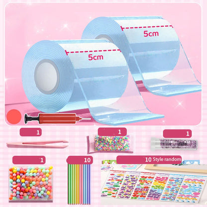 DIY Blow Bubble Nano Tape Full Set of PET Nano Glue Knead Music