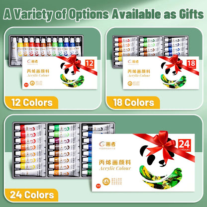 Acrylic Paint Set 12/18/24 Colors 5ml/0.17oz,Water-Proof Portable Art