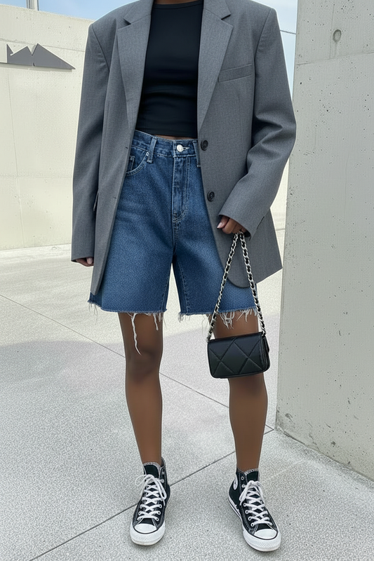 Youth Girls' High-Waist Denim Shorts