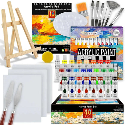 Acrylic Paint Set 56 pcs,Painting Supplies with 24 Acrylic Paint,16