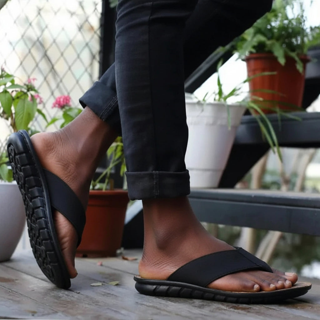 Men's Genuine Leather Flip Flop Sandals