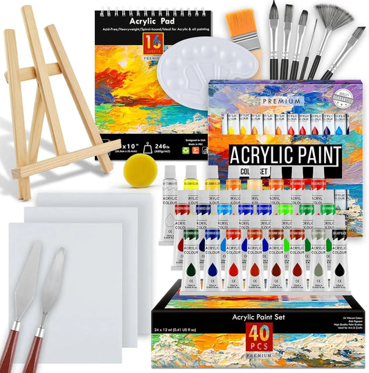 Acrylic Paint Set 56 pcs,Painting Supplies with 24 Acrylic Paint,16