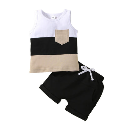Boys Patchwork Sleeveless Short Set