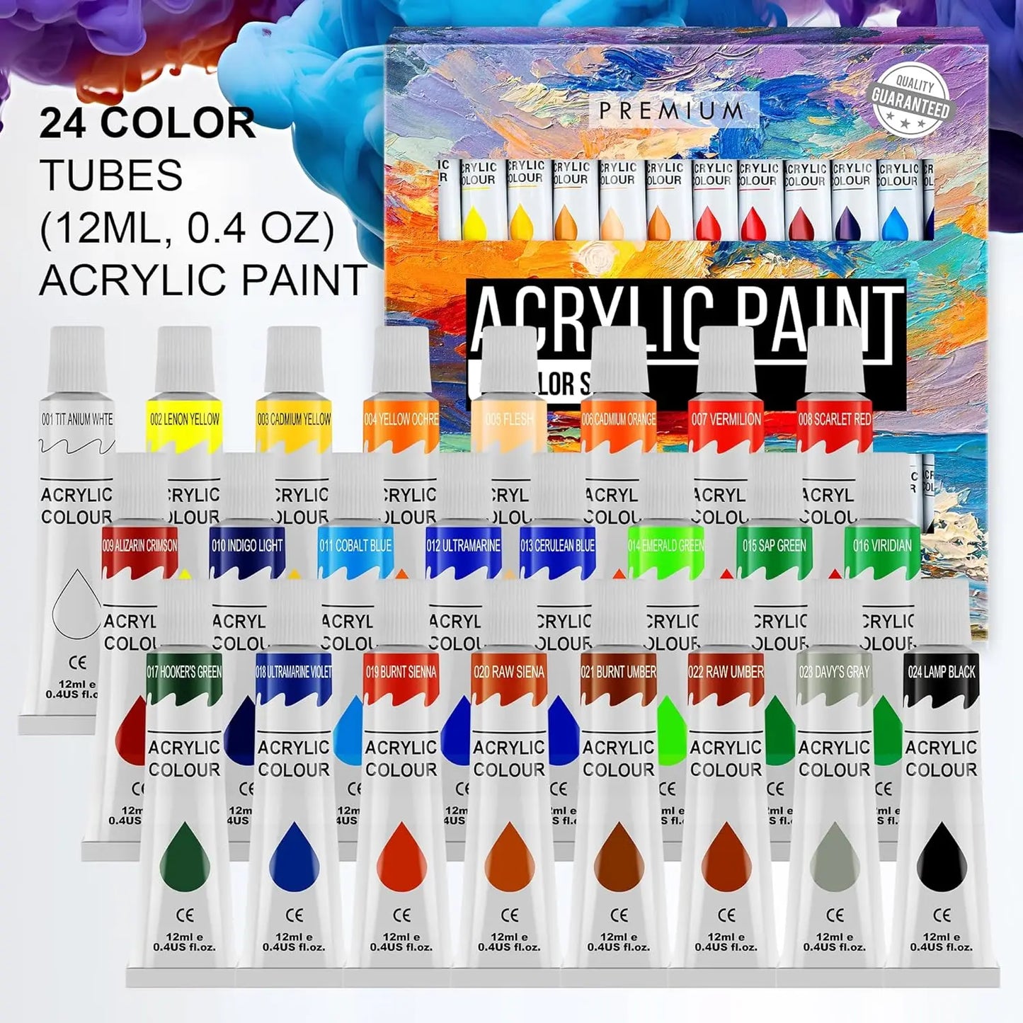 Acrylic Paint Set 56 pcs,Painting Supplies with 24 Acrylic Paint,16