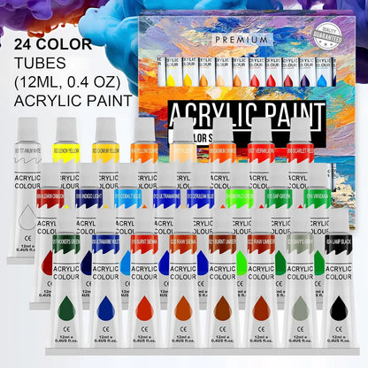 Acrylic Paint Set 56 pcs,Painting Supplies with 24 Acrylic Paint,16