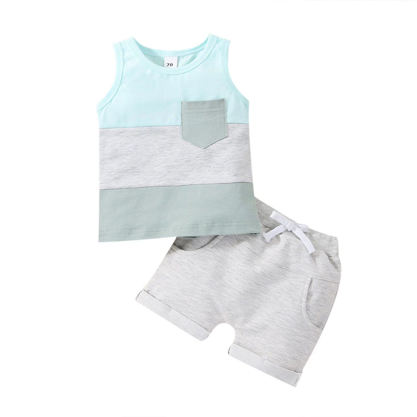 Boys Patchwork Sleeveless Short Set