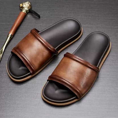 Men's Handmade Genuine Cow Leather Slide Sandals