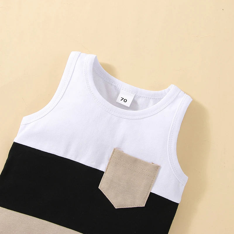 Boys Patchwork Sleeveless Short Set