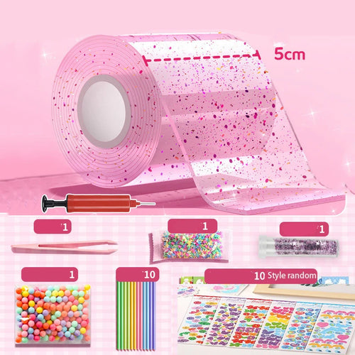 DIY Blow Bubble Nano Tape Full Set of PET Nano Glue Knead Music