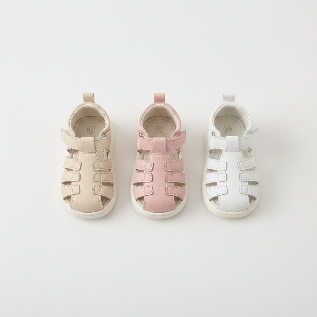 Girls Soft Leather Sport Sandals – Hook & Loop Closure