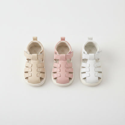 Girls Soft Leather Sport Sandals – Hook & Loop Closure