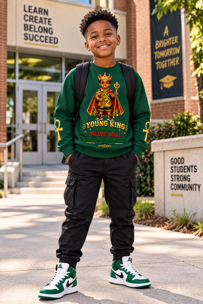 Young King Sweatshirt for Boys in Green