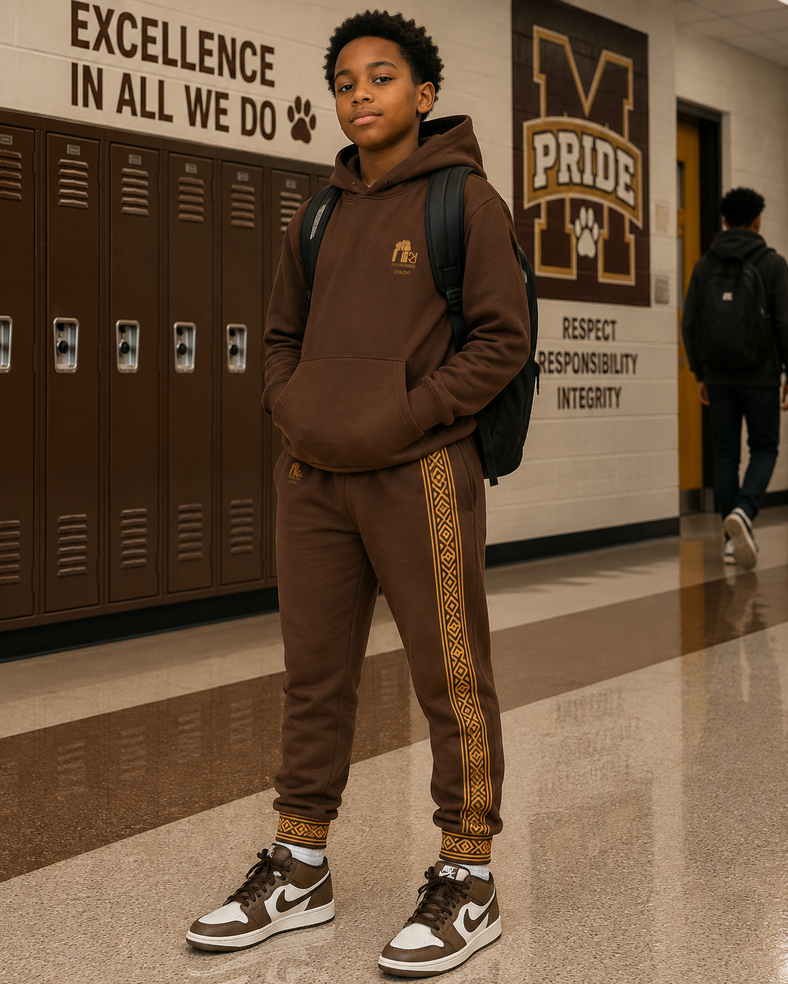 Nubian Pride Brown & Gold Tribal Unisex Joggers