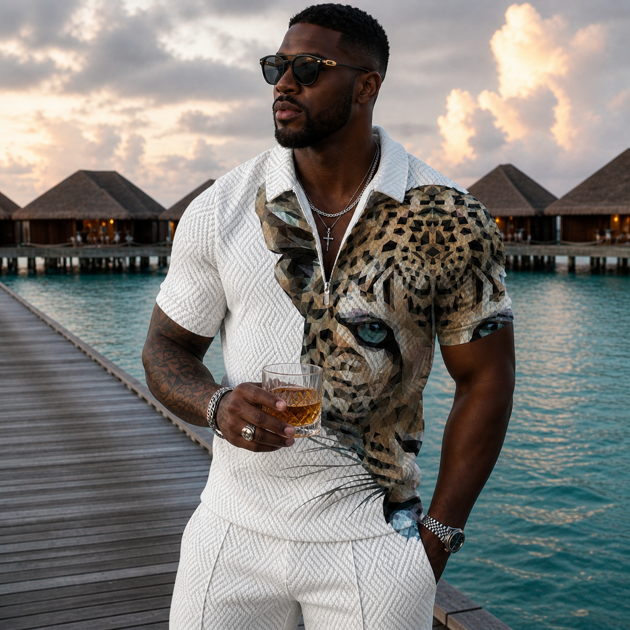 Men's Casual Two-Piece Shirt & Shorts Set