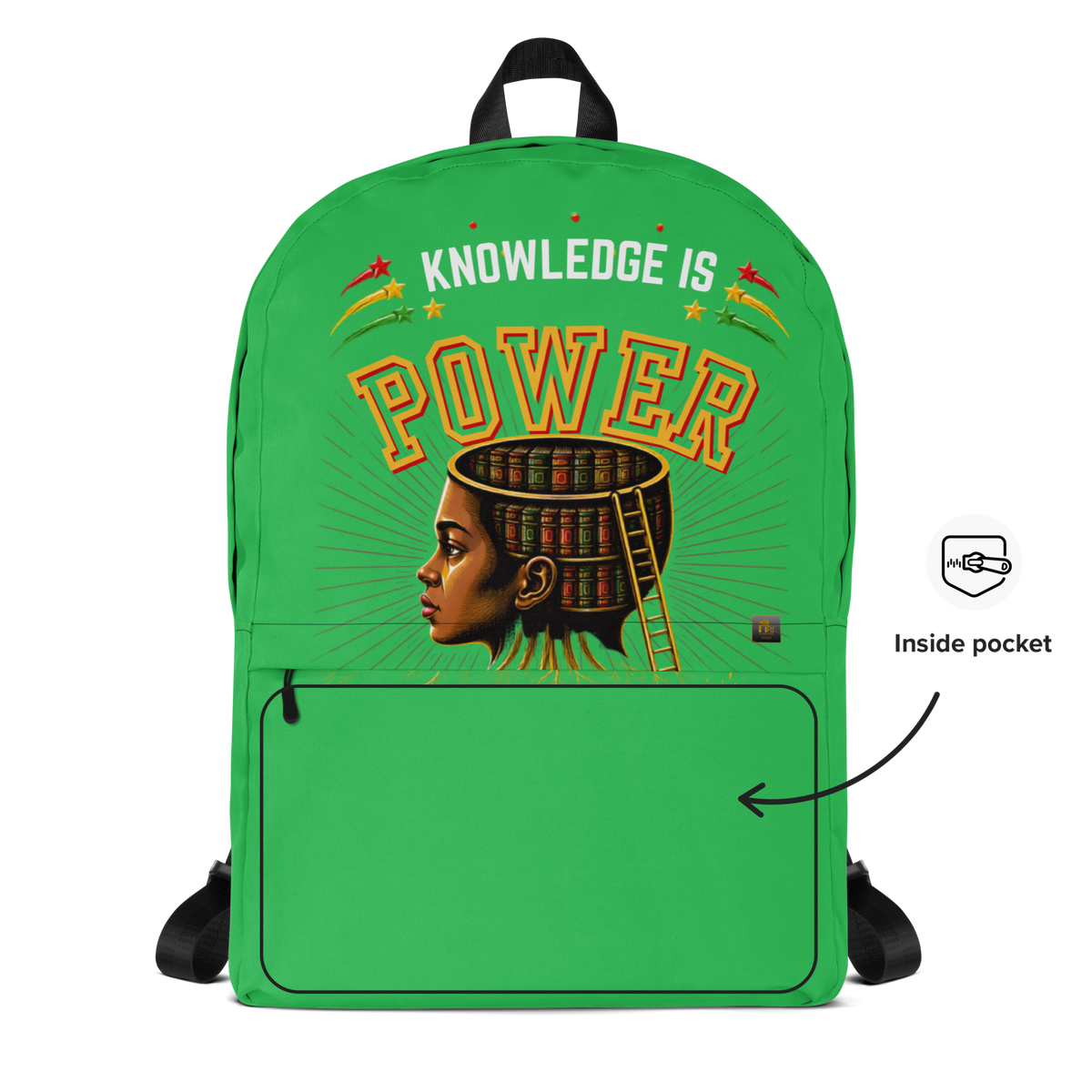 Knowledge is Power Backpack in Lime Green