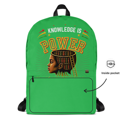 Knowledge is Power Backpack in Lime Green