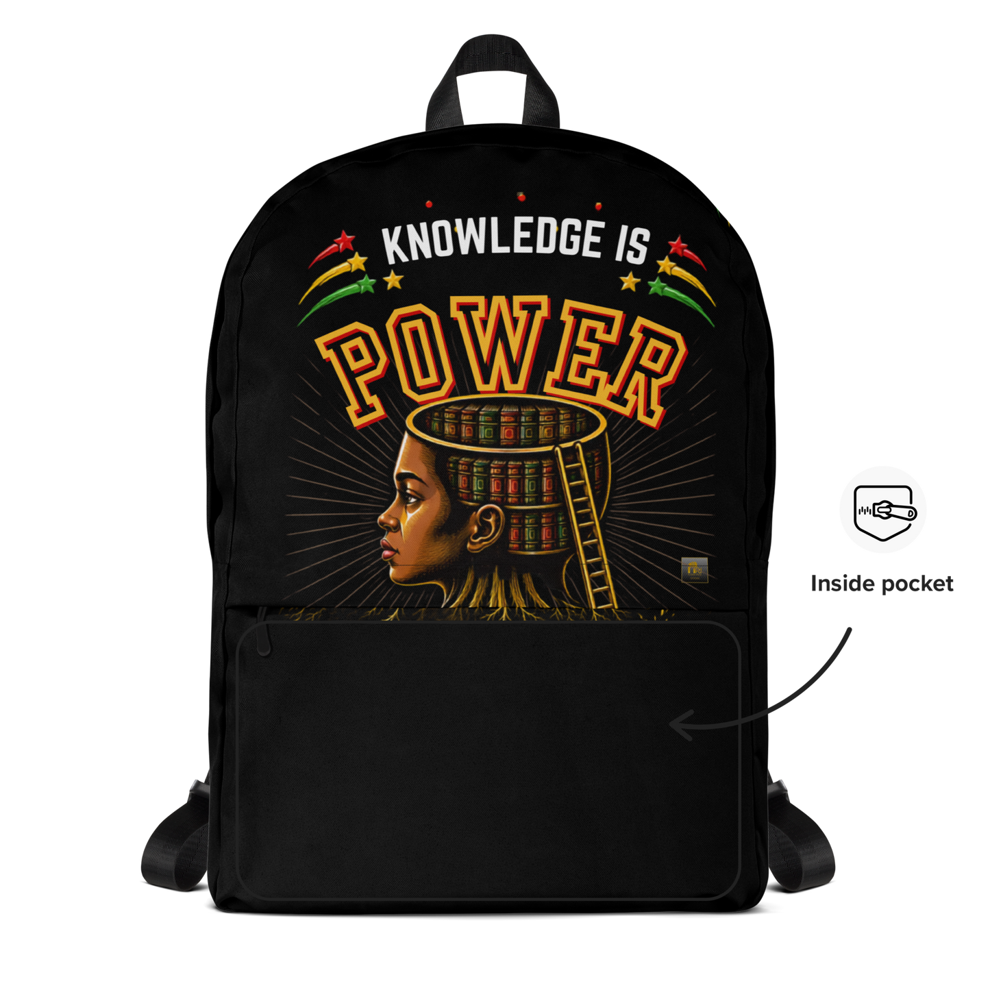 Knowledge is Power Backpack in Black