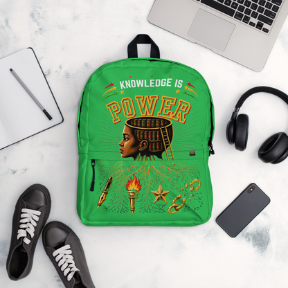 Knowledge is Power Backpack in Lime Green
