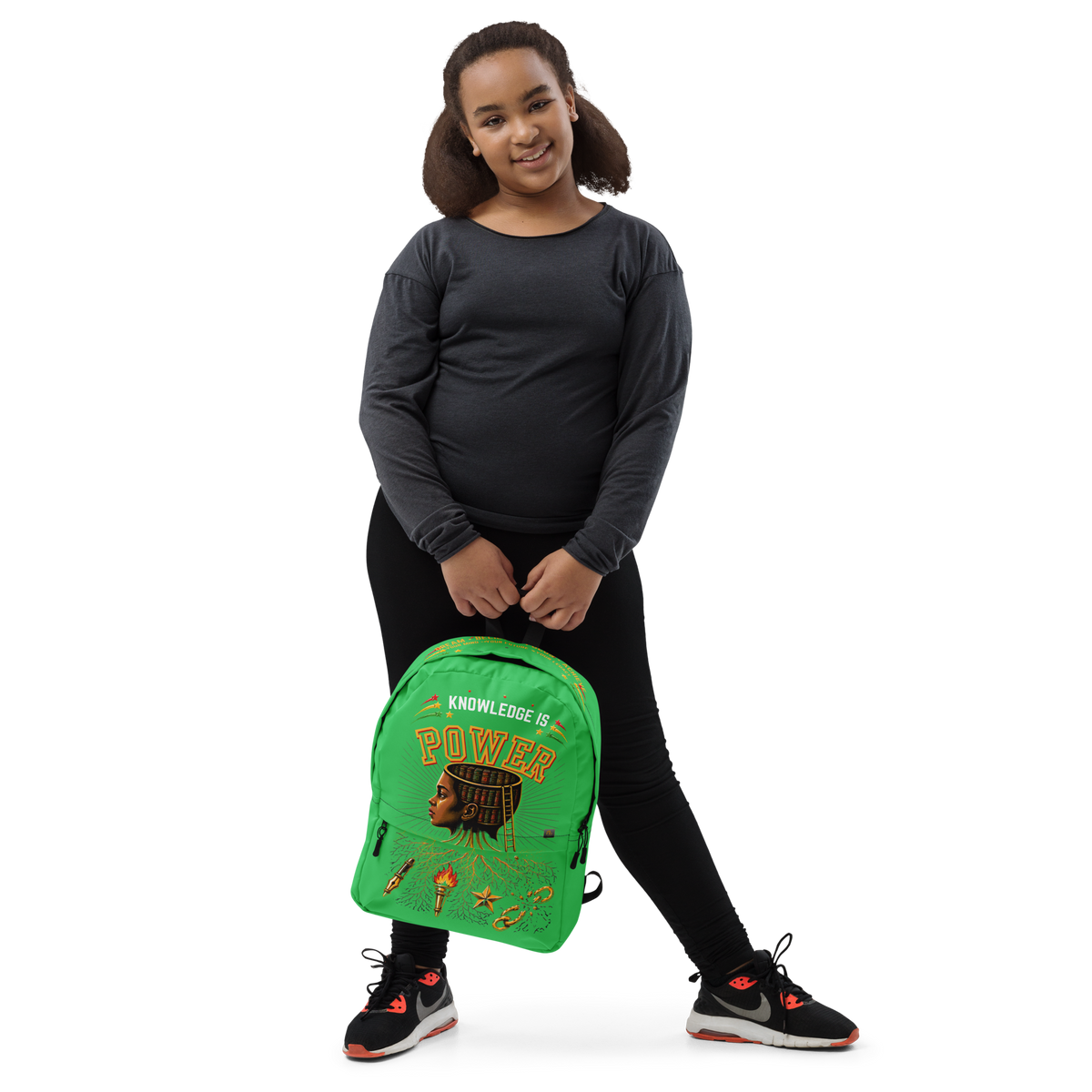Knowledge is Power Backpack in Lime Green