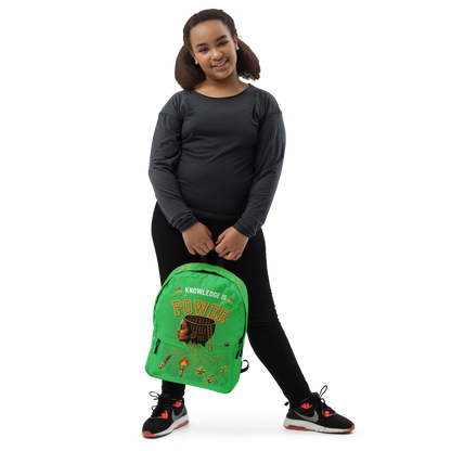 Knowledge is Power Backpack in Lime Green