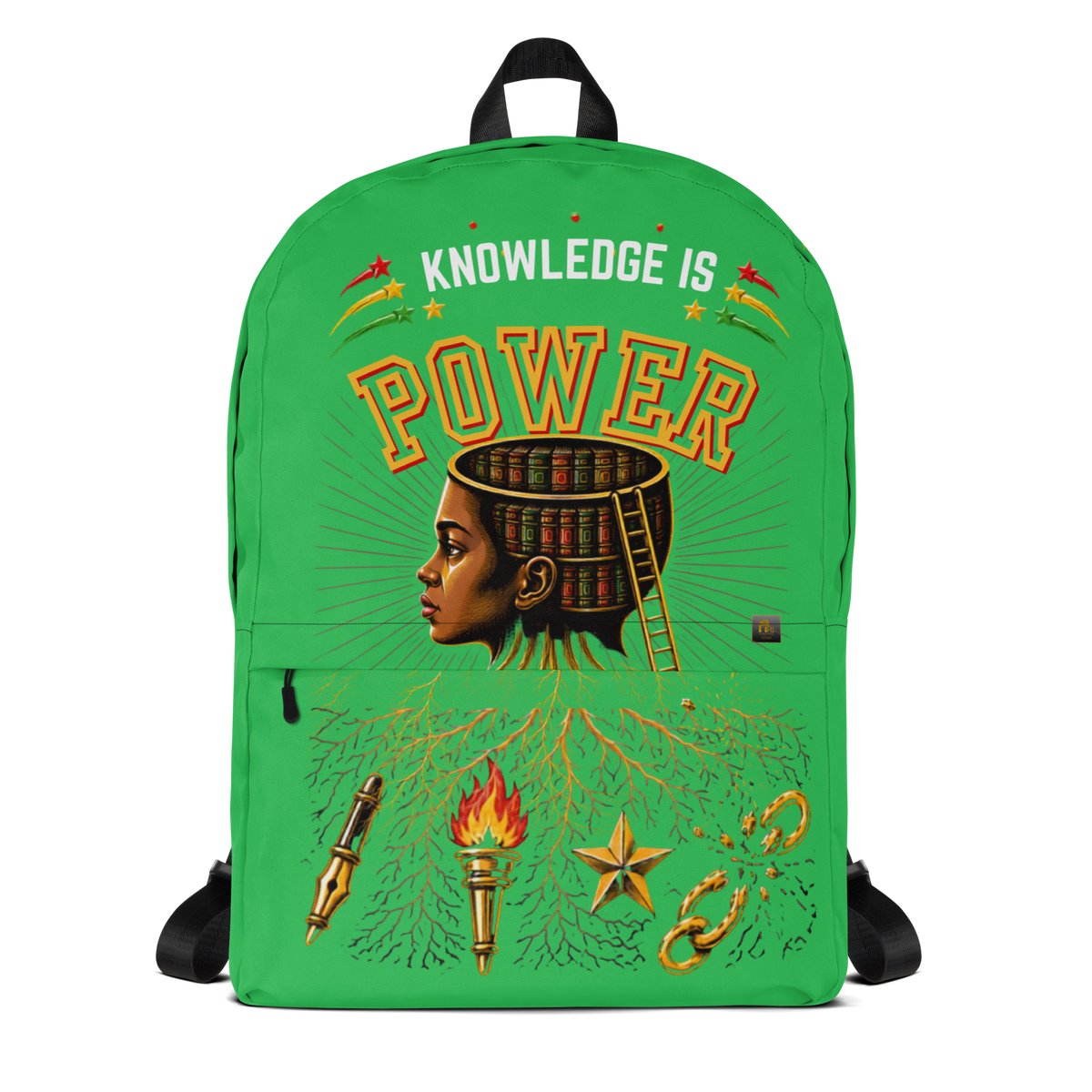 Knowledge is Power Backpack in Lime Green