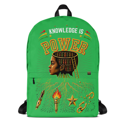 Knowledge is Power Backpack in Lime Green