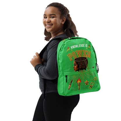 Knowledge is Power Backpack in Lime Green