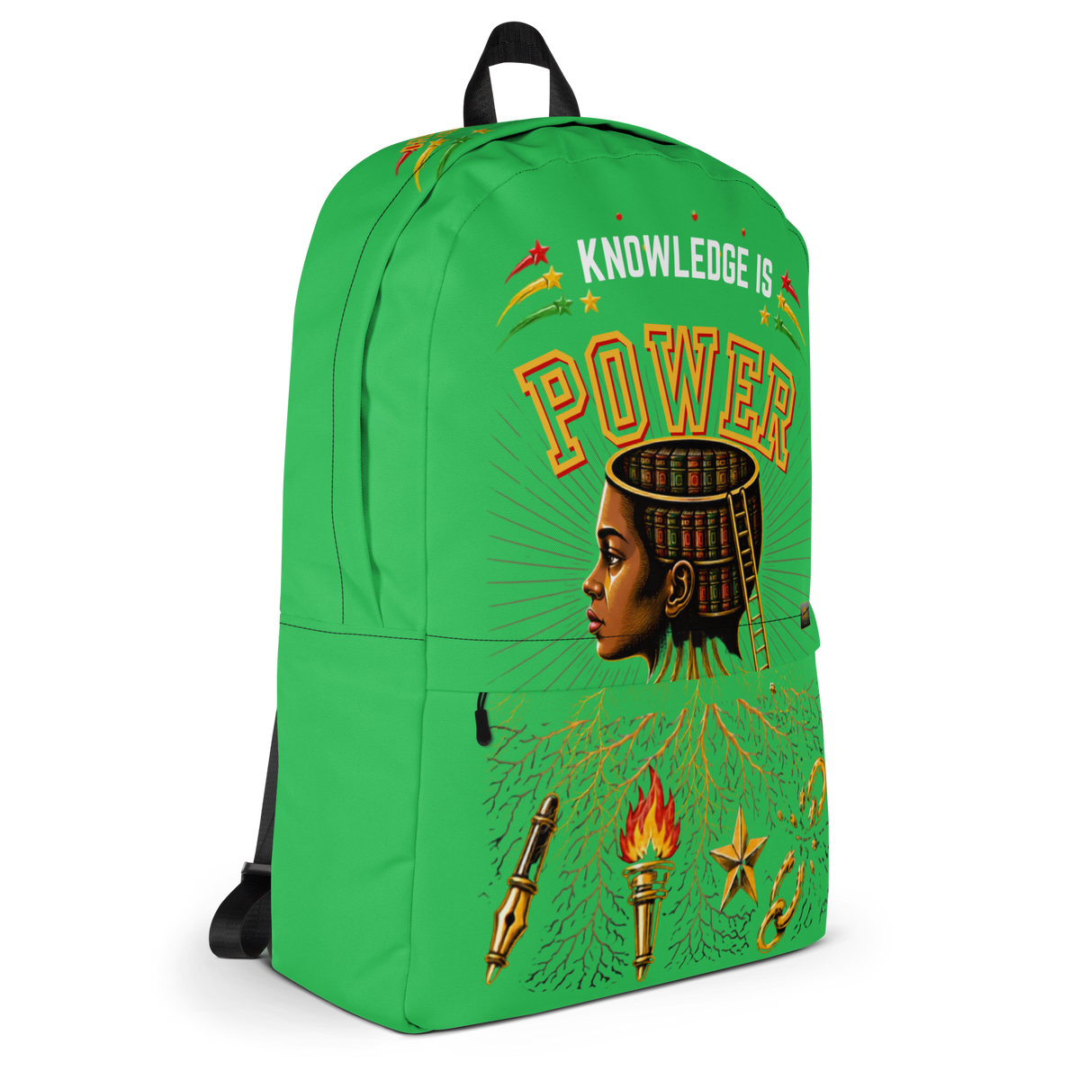 Knowledge is Power Backpack in Lime Green