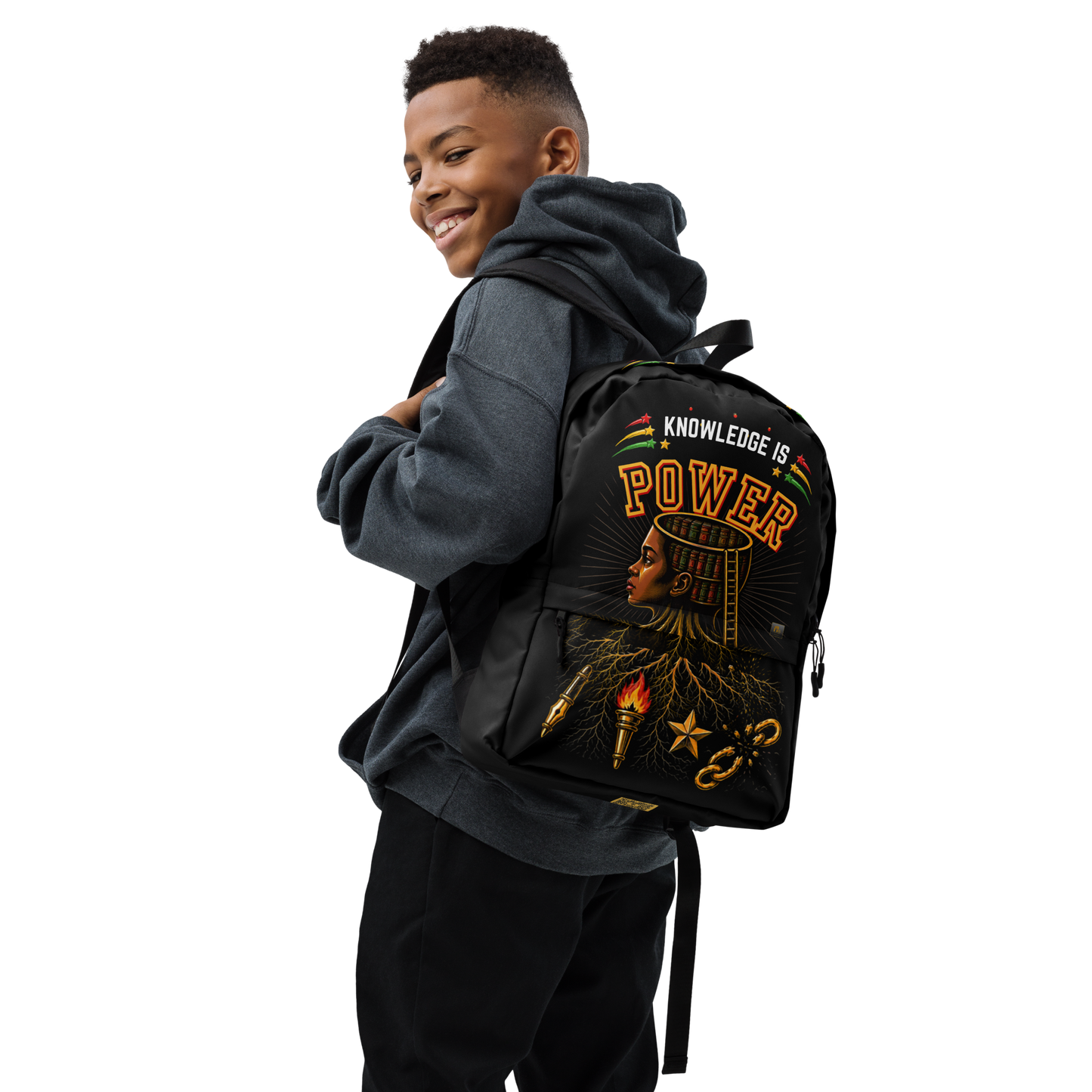 Knowledge is Power Backpack in Black
