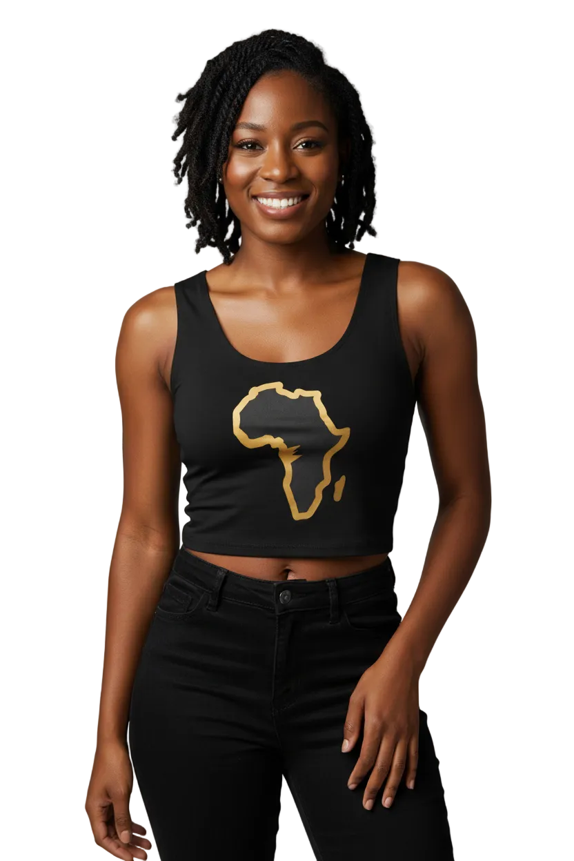 Black & Gold Motherland Crop Top
