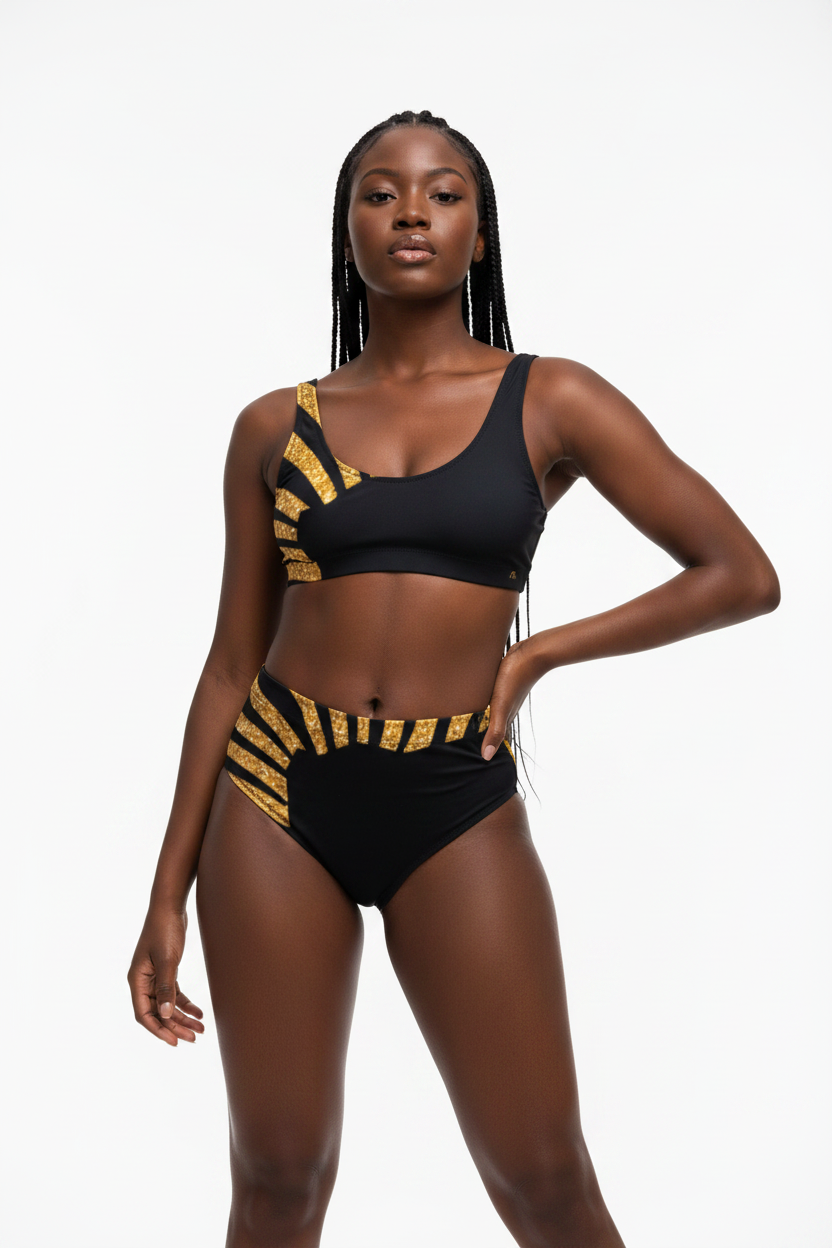 Nubian Radiance High-Waisted Bikini Set