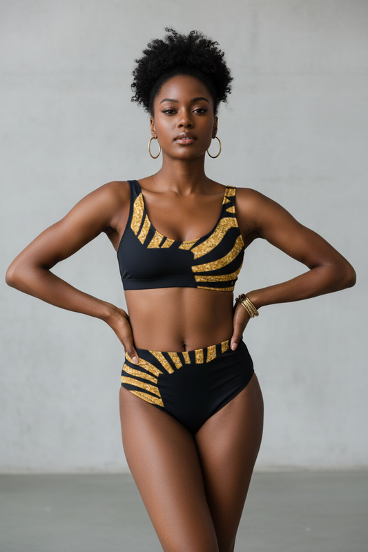 Nubian Radiance High-Waisted Bikini Set