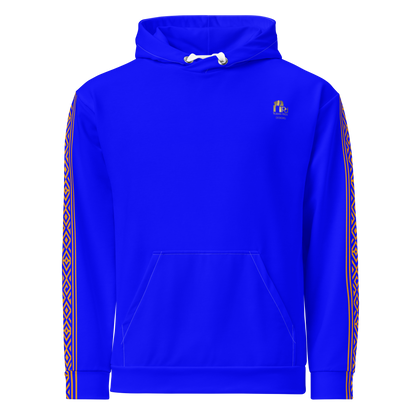 Nubian Pride Tribal Youth Unisex Hoodie in Neon Blue