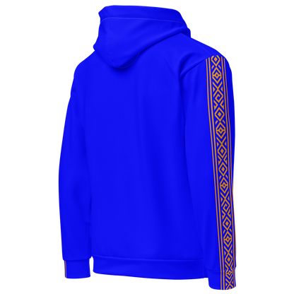Nubian Pride Tribal Youth Unisex Hoodie in Neon Blue