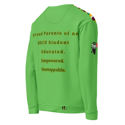 HBCU Proud Parents Tribal Print Sweatshirt – Heritage, Pride & Black Excellence in Tribal Green