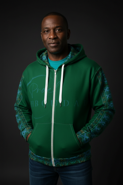 HBCU Proud Dad Eco-Zip Hoodie – Legacy & Black Excellence in Tribal Green