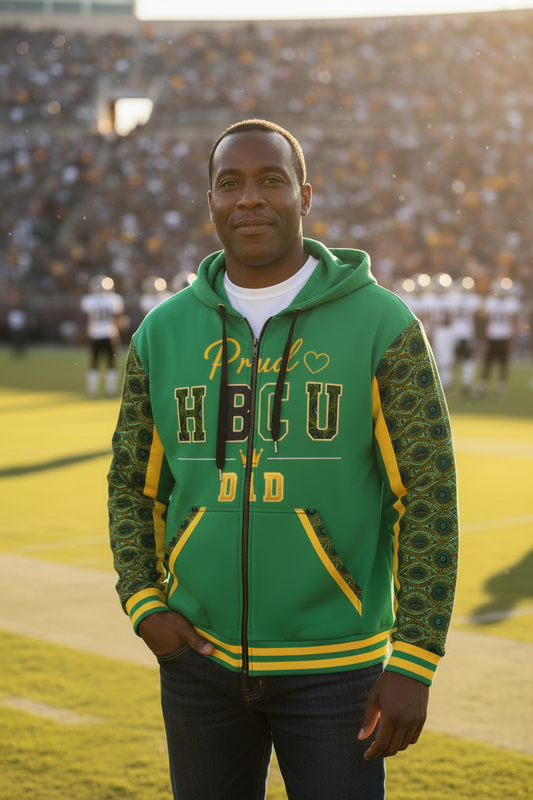 HBCU Proud Dad Zip Hoodie – Green and Yellow
