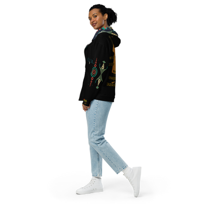 HBCU Proud Mom Eco-Zip Hoodie – Comfort, Legacy & Black Excellence in Black Turquoise Print